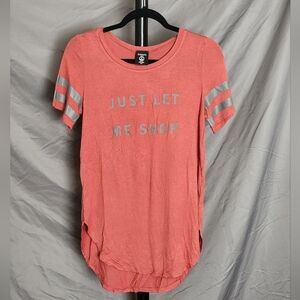 Just Let Me Shop Crew Neck Extra Long T-Shirt by Hippie Chic - Medium